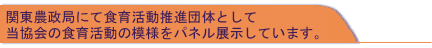 �֓��_���ǂɂĐH�犈�����i�c�̂Ƃ��ē�����̐H�犈���̖͗l���p�l���W�����Ă��܂��B